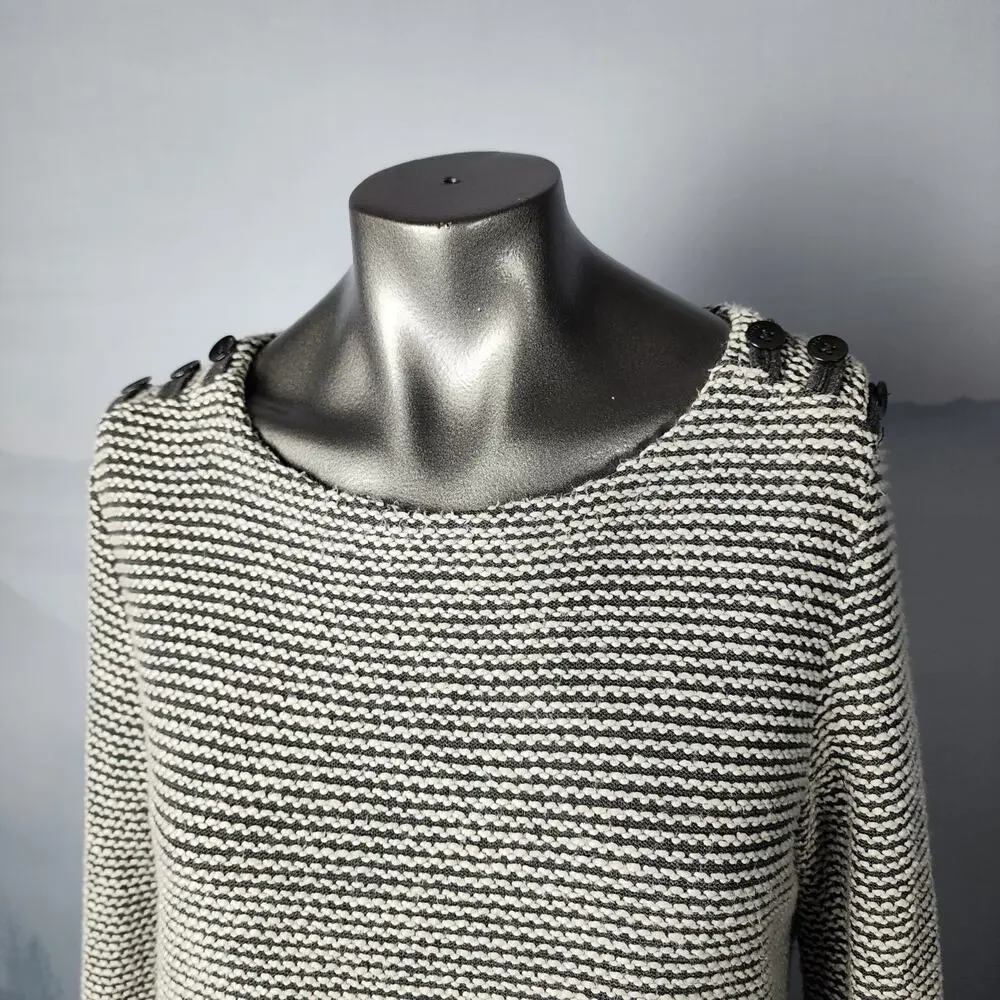 Roxy Free Thinking Button Trim Knit Gray Sweater | Junior's Medium